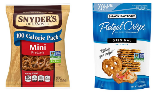 pretzels - - high carb snacks 