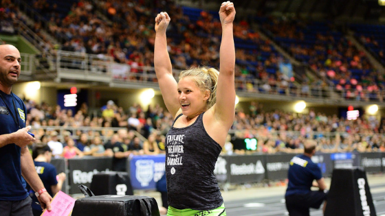 alexis johnson celebrating after finishing a workout