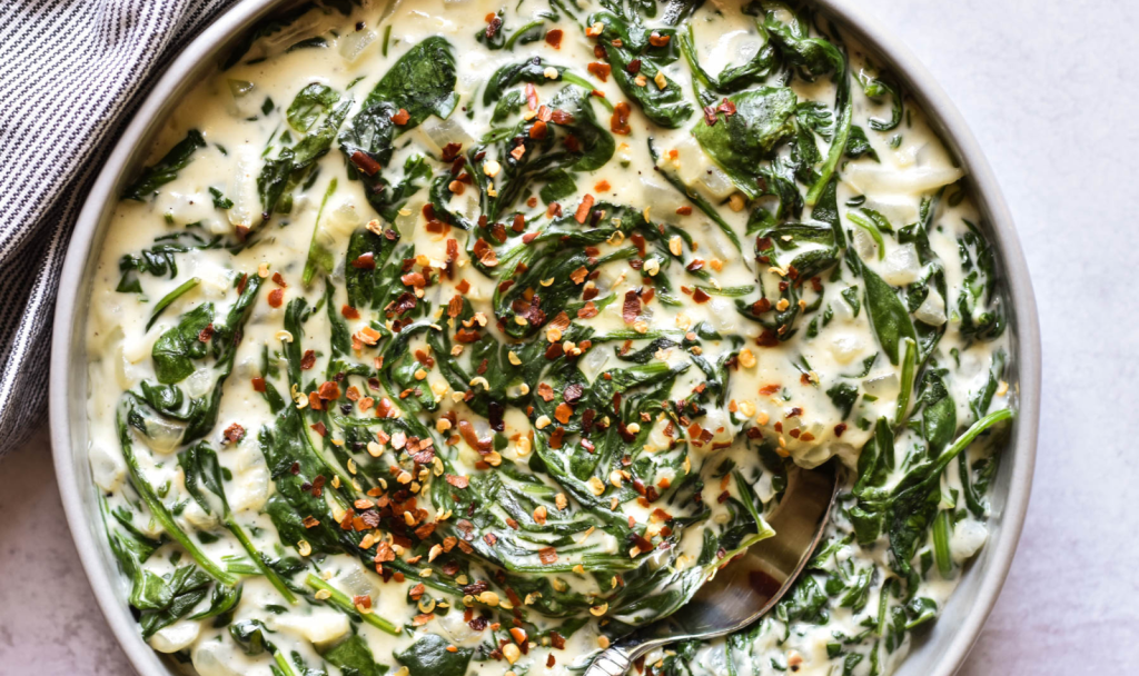 Lightened Up Creamed Spinach - Macrostax