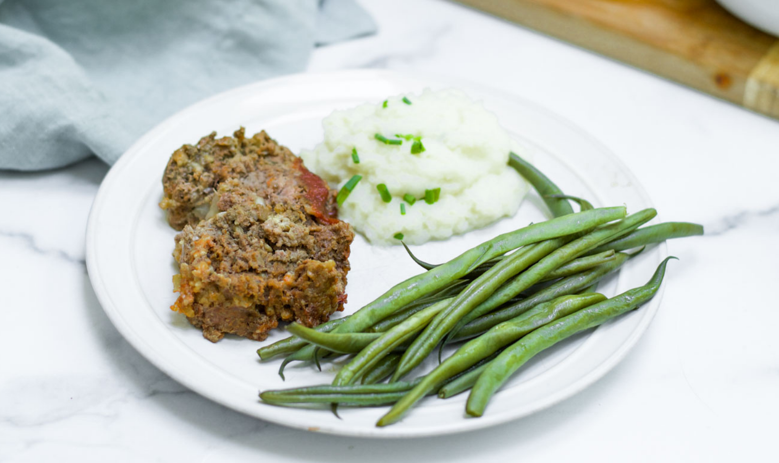 Blog Featured Image - Meatloaf with Cauliflower Mash and Green Beans