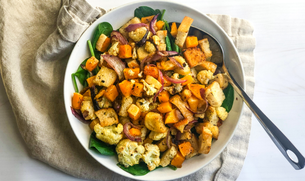 Roasted Vegetable Panzanella Salad - Macrostax