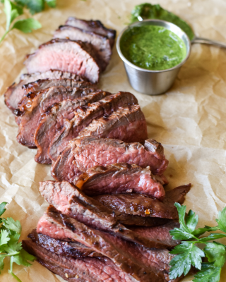 Portrait - Grilled Flank Steak with Chimichurri Sauce