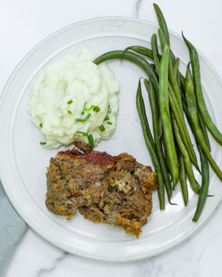 Portrait - Meatloaf with Cauliflower Mash and Green Beans