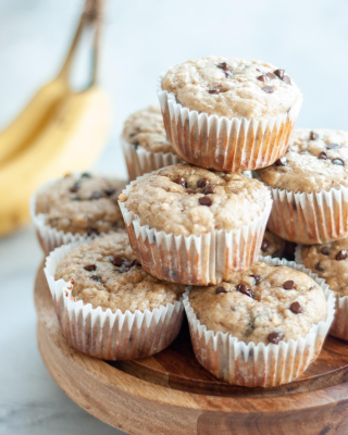 Portrait - blog - Chocolate Chip Banana Bread Muffins