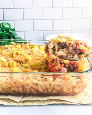 Portrait - blog - Lightened Up Cheeseburger Casserole