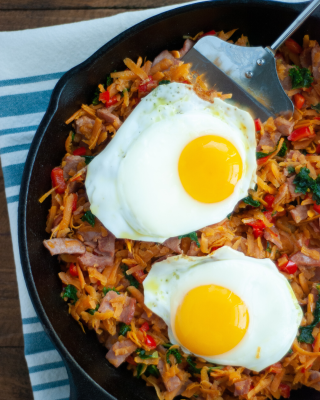 Portrait - blog - Sweet Potato Hash with Bacon and Eggs