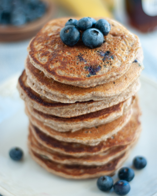 Portrait - blog - Whole Wheat Blueberry Protein Pancakes