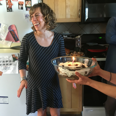 Pam blogger with cake 