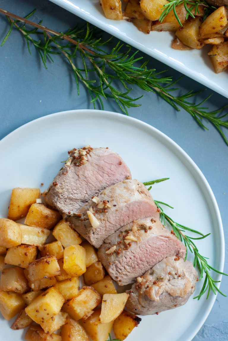 Garlic Dijon Pork Tenderloin with Roasted Potatoes Macrostax