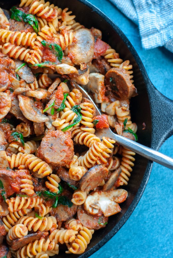 Simple Vegan Italian Sausage & Pasta Dinner