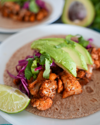 Roasted Cauliflower Chickpea Tacos